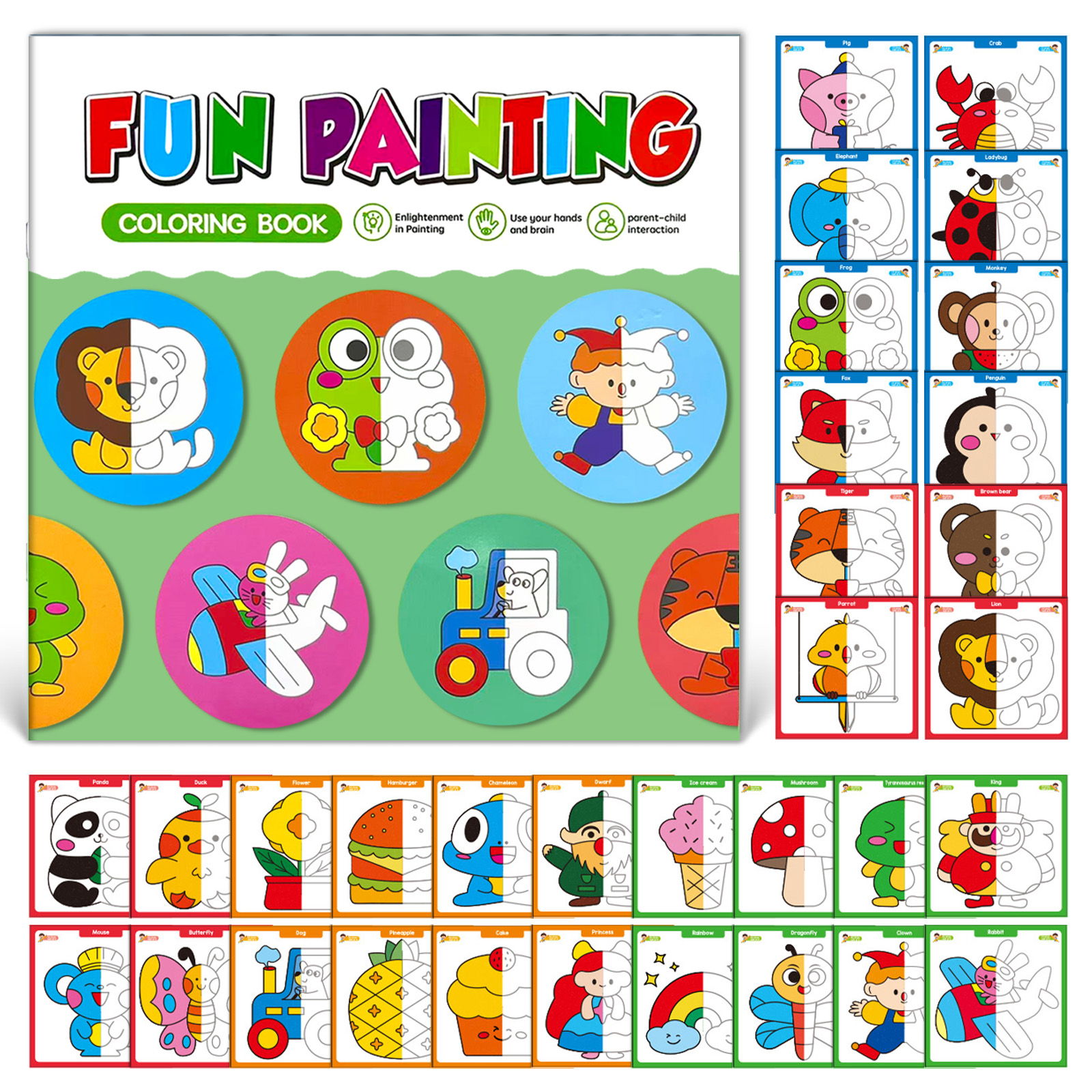 Food Snacks Coloring Book - Kids Symmetrical Painting Activity Book Beginner