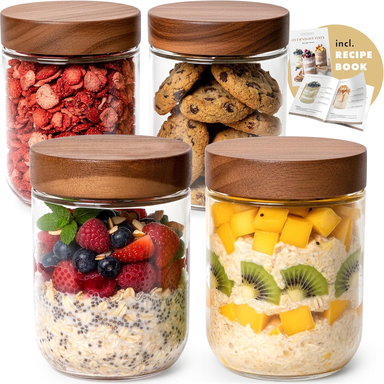 Foods X - Overnight Oats Containers with Lids Acacia