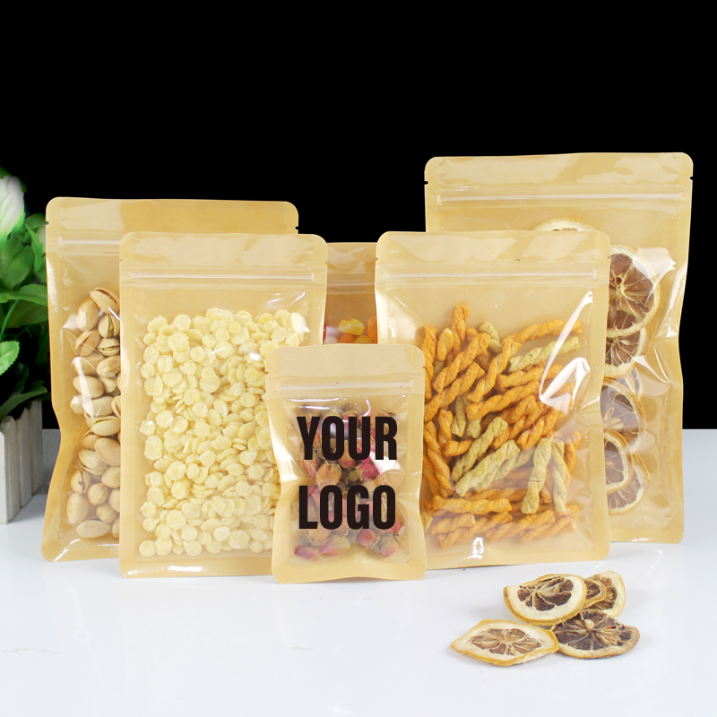Food Snacks For Christmas - 100pcs Eco-friendly Kraft Paper Stand-Up Bags