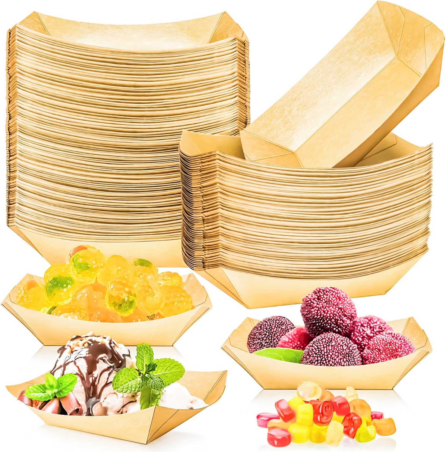 Food Snacks Images - 100 Pack 1/4Lb Paper Food Boat