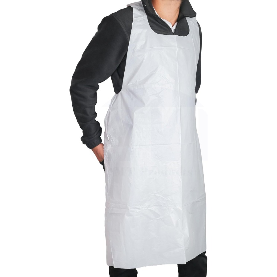 Foods X - Disposable White Plastic Poly Apron 46