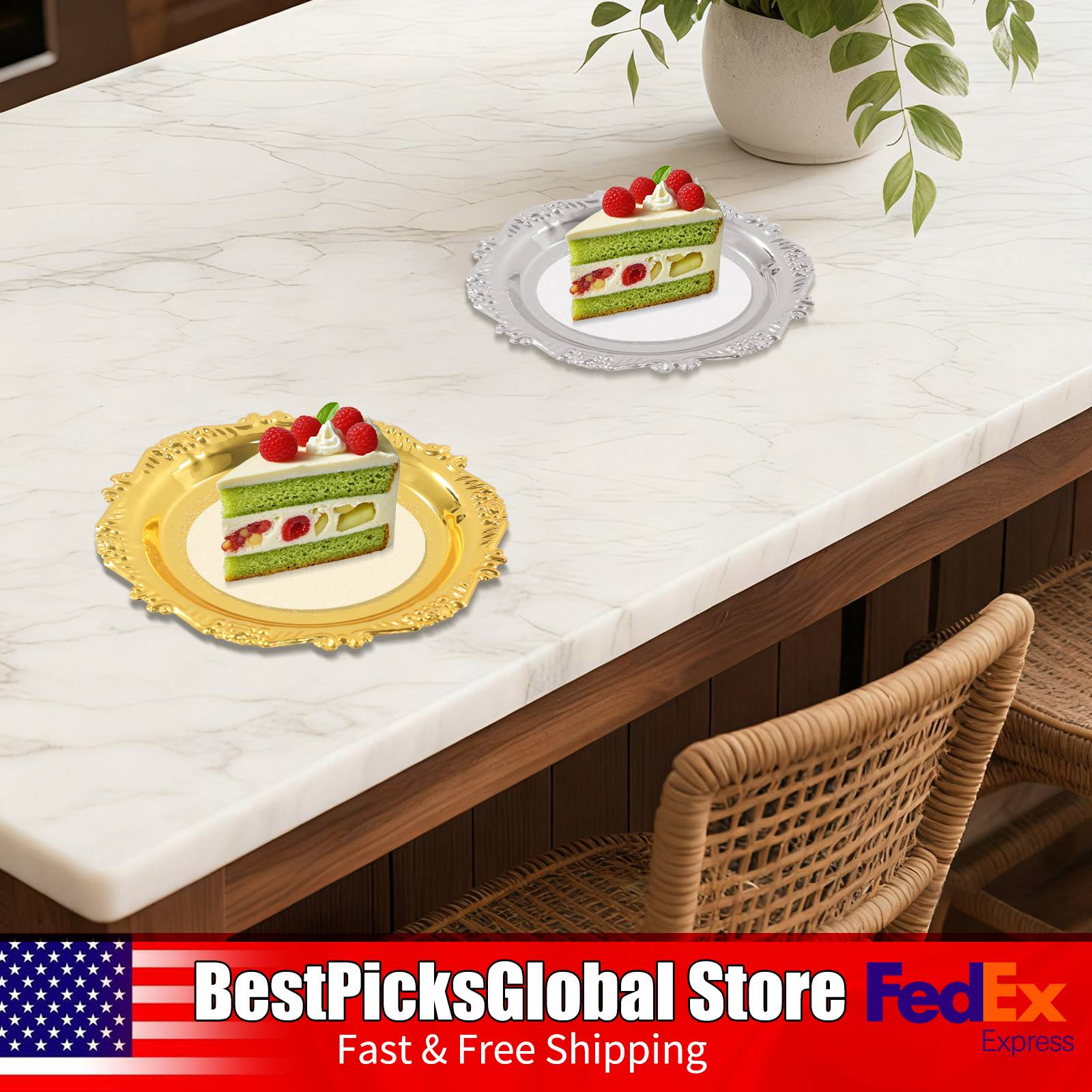 6 PCS Metal Snack Plates Gold/ – обзор и цена Food Snacks Options