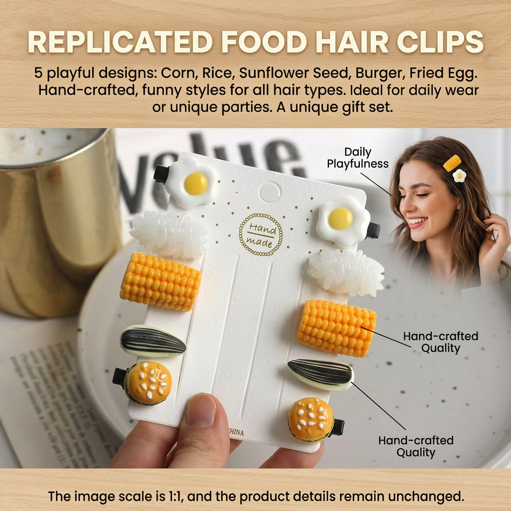 Mini Food Hair Clips Set Reali – обзор и цена Food Like Snacks