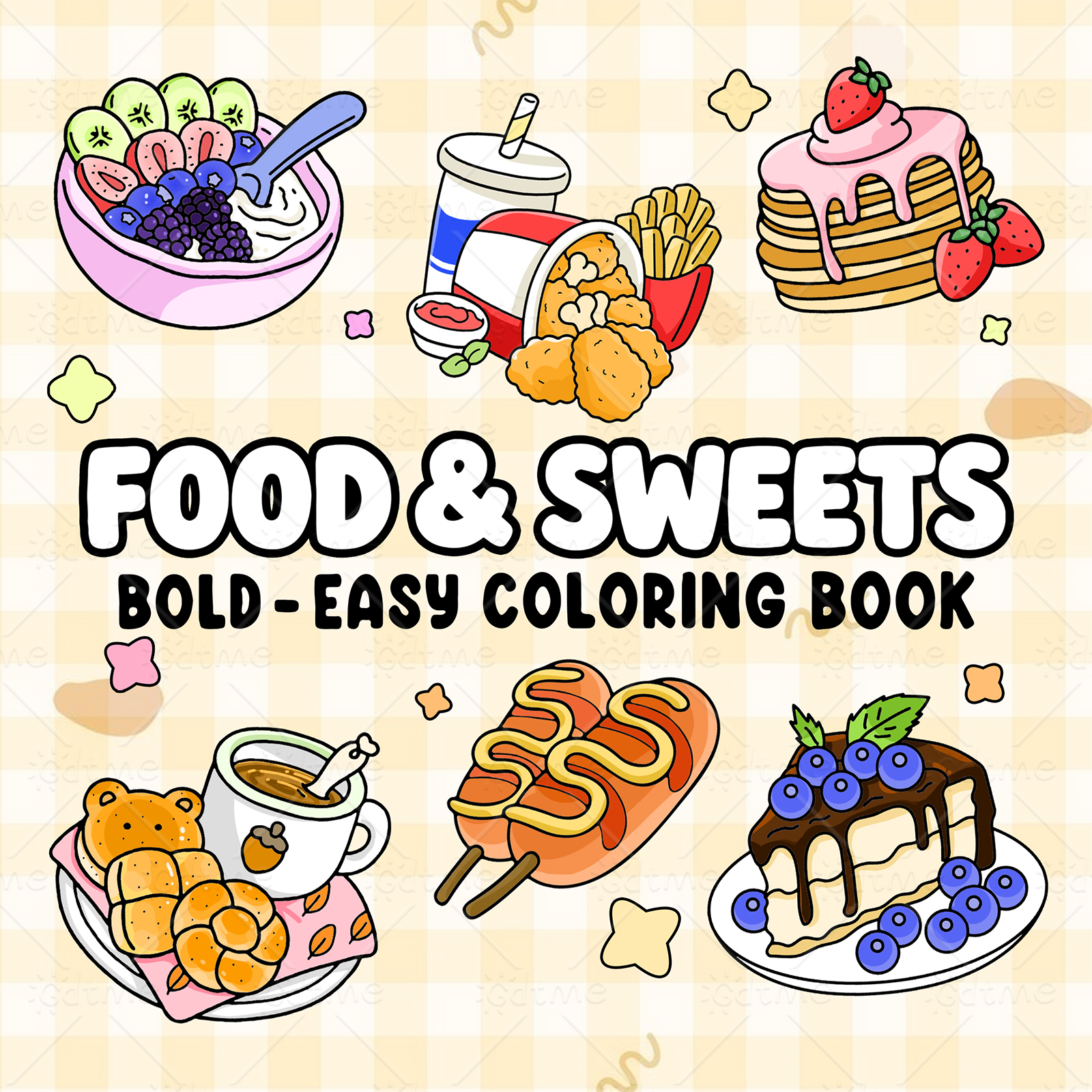 FOOD SWEETS Bold-easy Patterns – обзор и цена Food Snacks Coloring Book
