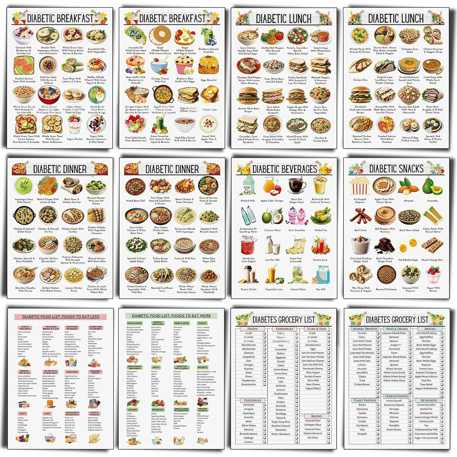 12pcs Diabetic Meal Planner Un – обзор и цена Food Snacks Options