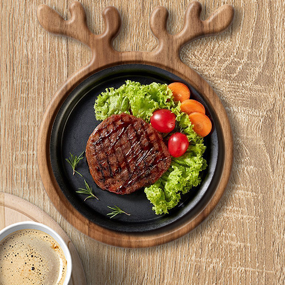 Wood Serving With Antler,Round – обзор и цена Food Snacks For Christmas