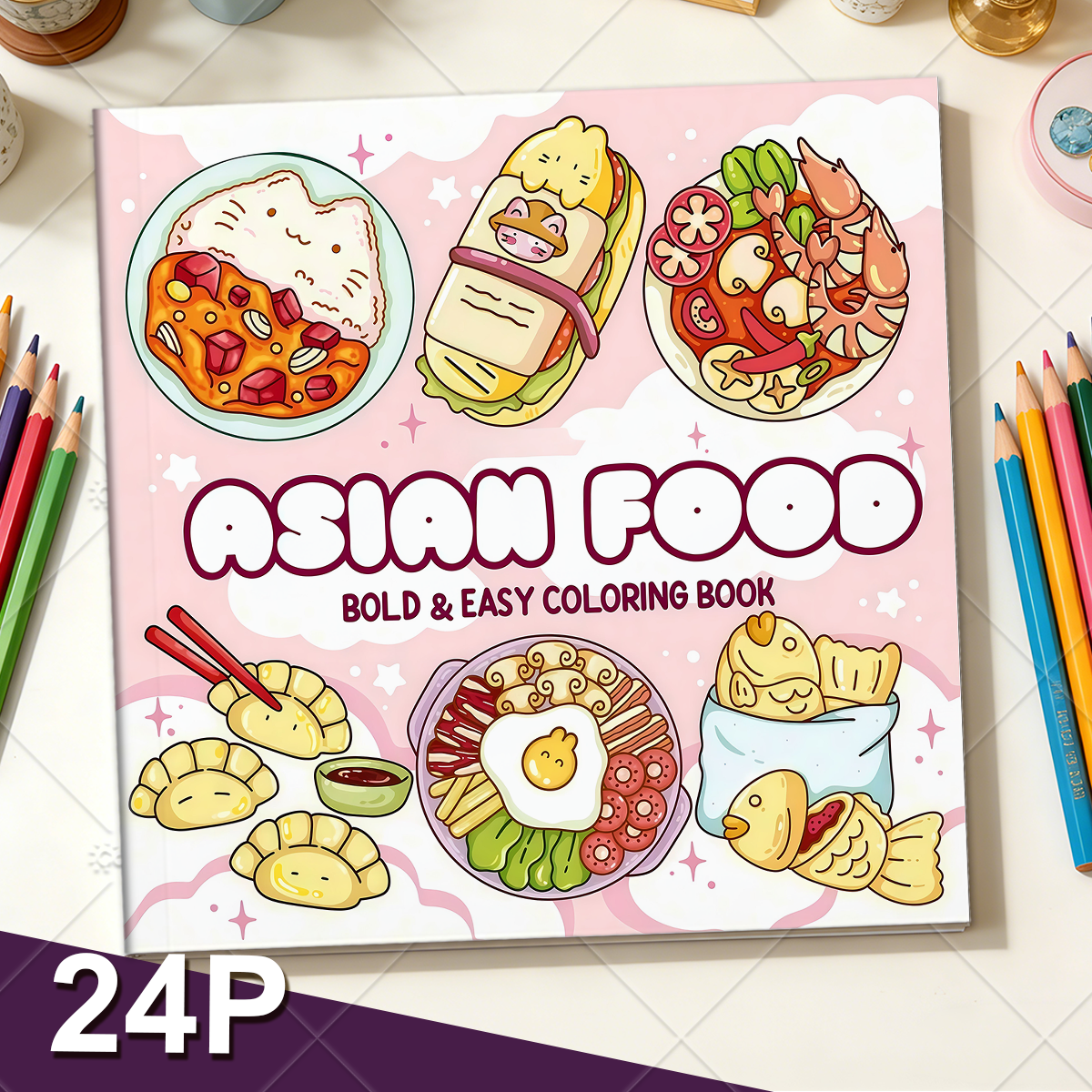 ASIAN Food Bold-easy Patterns  – обзор и цена Food Snacks Coloring Book