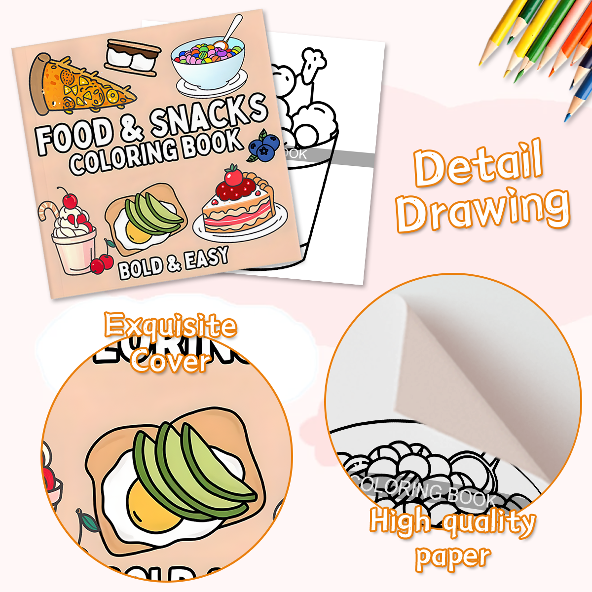 Delicious Food & Snack Themed  – обзор и цена Food Snacks Coloring Book