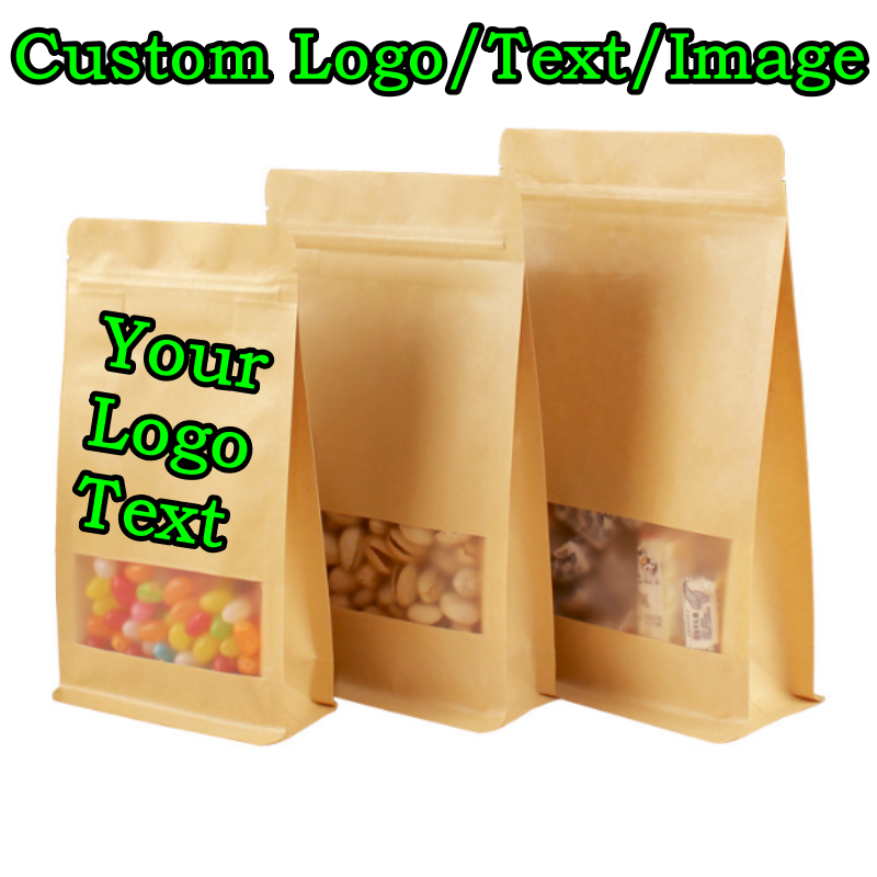 50PCS 3D Stand-up Kraft Paper  – обзор и цена Logo Food Snack