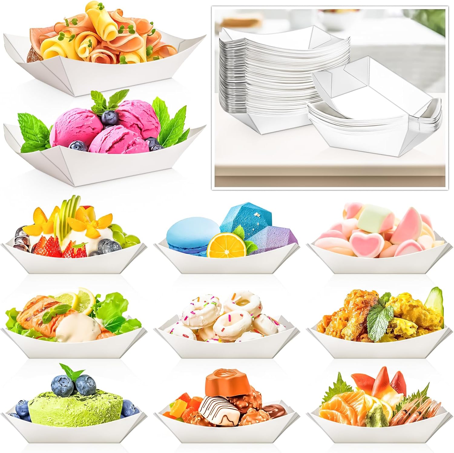 120 Pack 2lb Paper Food Boat T – обзор и цена Food Snacks Images