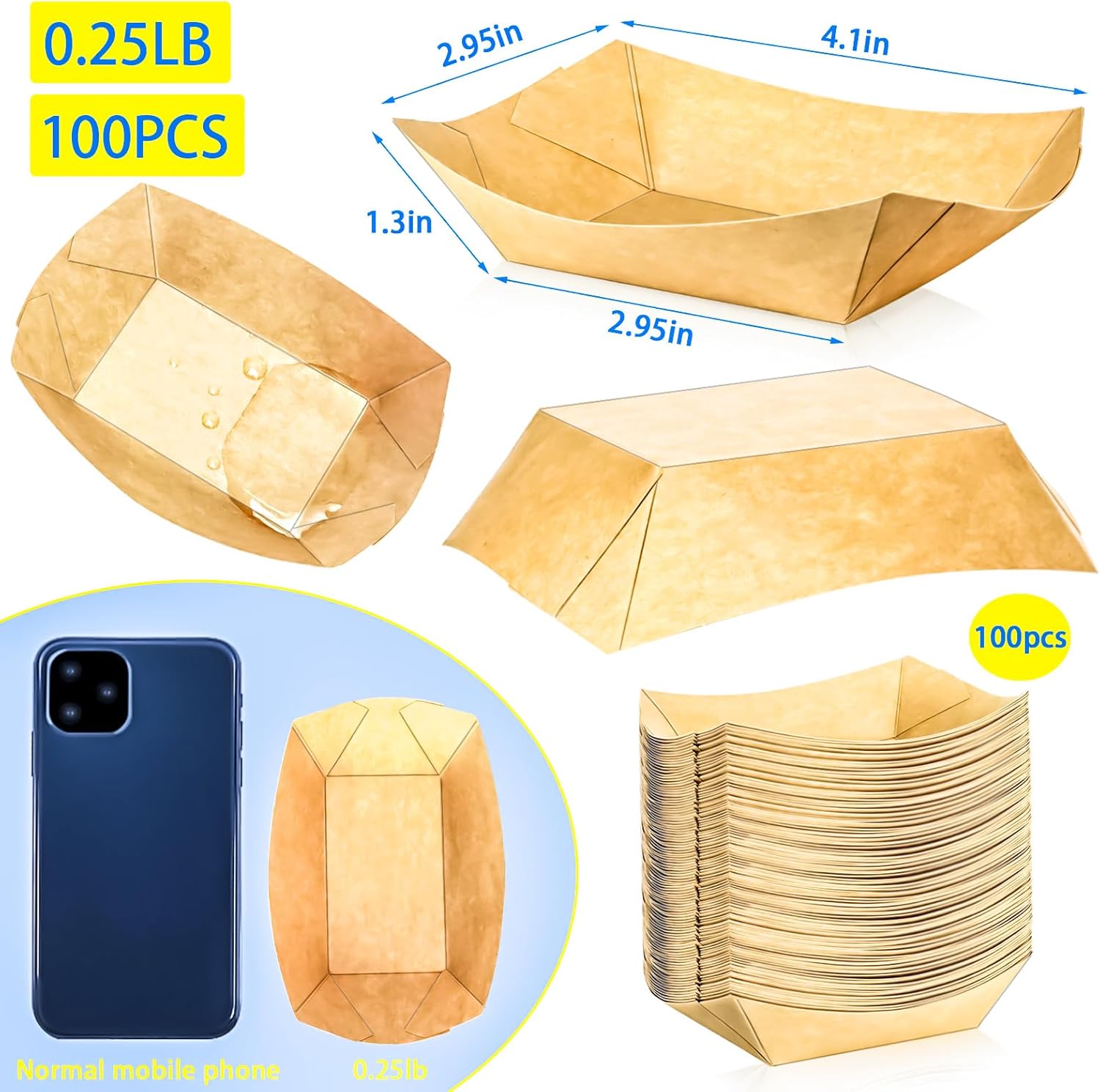 100 Pack 1/4Lb Paper Food Boat – обзор и цена Food Snacks Images