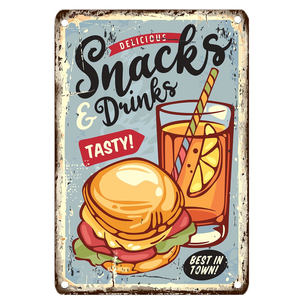 Vintage Food Metal Sign, 12x8  – обзор и цена Food Snacks With Iron