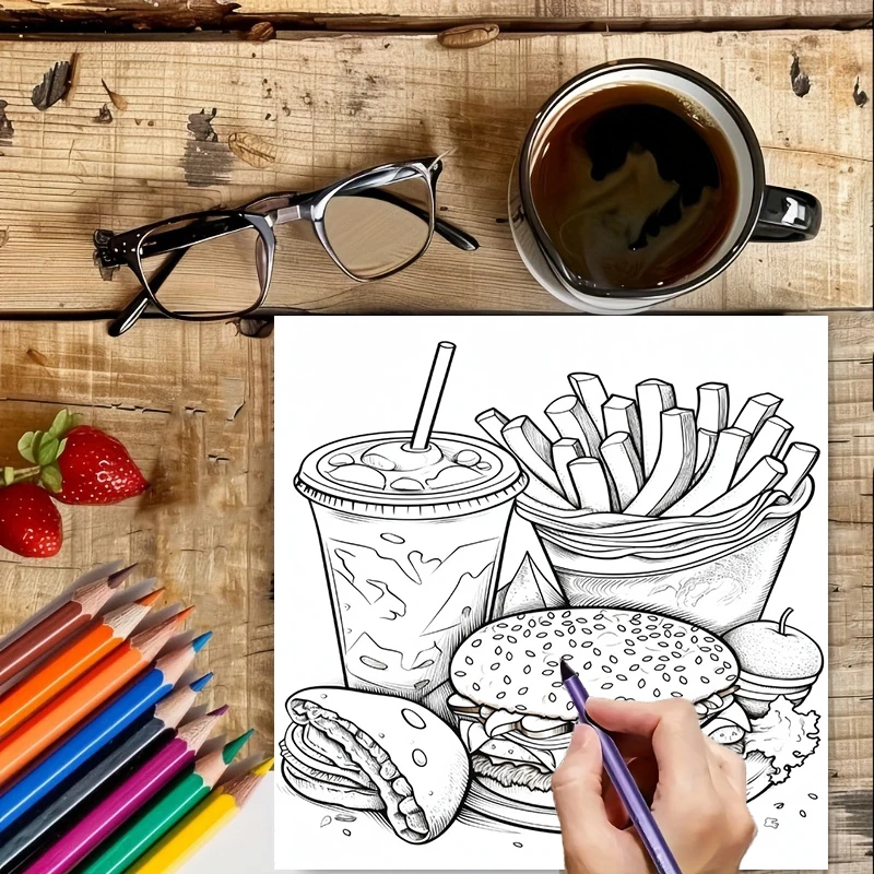 Fast Food Coloring Book for Ad – обзор и цена Food Snacks Coloring Book