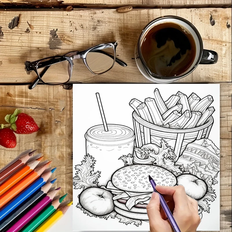 Fast Food Coloring Book for Ad – обзор и цена Food Snacks Coloring Book